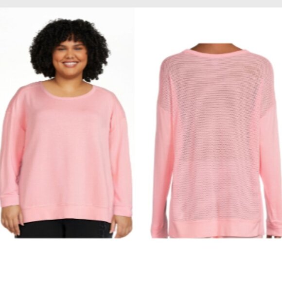 Avia Women’s Mesh Back Long Sleeve T-Shirt With Side Slit XXL 20 - Picture 1 of 14